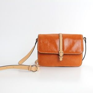 Facciano Embossed Snakeskin Leather Messenger Bag